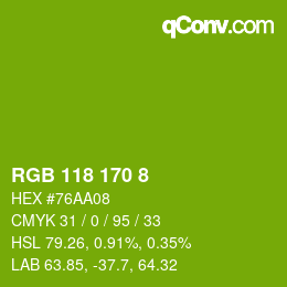 Color code: RGB 118 170 8 | qconv.com