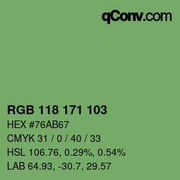 Color code: RGB 118 171 103 | qconv.com