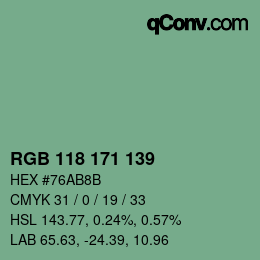 Color code: RGB 118 171 139 | qconv.com