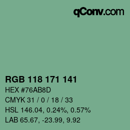 カラーコード: RGB 118 171 141 | qconv.com