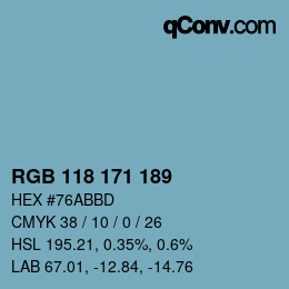 颜色代码: RGB 118 171 189 | qconv.com