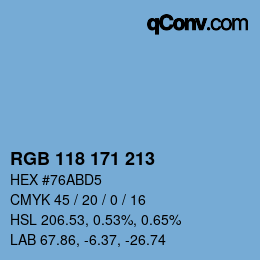 Color code: RGB 118 171 213 | qconv.com