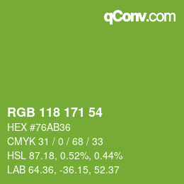 Color code: RGB 118 171 54 | qconv.com