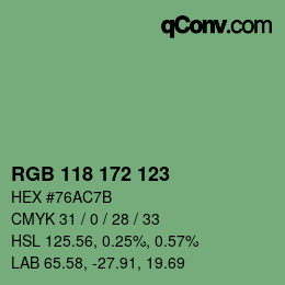 Color code: RGB 118 172 123 | qconv.com