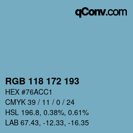 Color code: RGB 118 172 193 | qconv.com