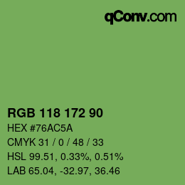 Código de color: RGB 118 172 90 | qconv.com