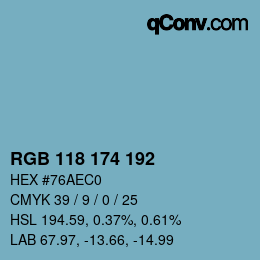 Color code: RGB 118 174 192 | qconv.com