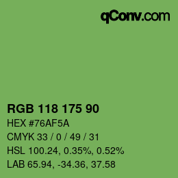 颜色代码: RGB 118 175 90 | qconv.com