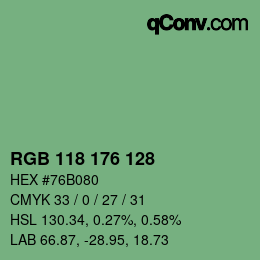 Color code: RGB 118 176 128 | qconv.com