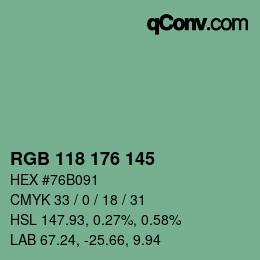 Color code: RGB 118 176 145 | qconv.com