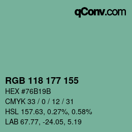 Color code: RGB 118 177 155 | qconv.com