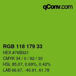 Color code: RGB 118 179 33 | qconv.com