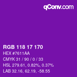 Farbcode: RGB 118 17 170 | qconv.com