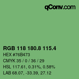 カラーコード: RGB 118 180.8 115.4 | qconv.com
