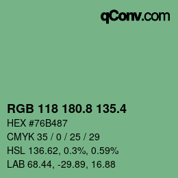 カラーコード: RGB 118 180.8 135.4 | qconv.com