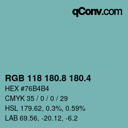 カラーコード: RGB 118 180.8 180.4 | qconv.com
