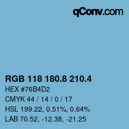 カラーコード: RGB 118 180.8 210.4 | qconv.com