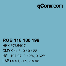 Código de color: RGB 118 180 199 | qconv.com
