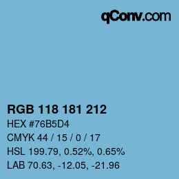 カラーコード: RGB 118 181 212 | qconv.com
