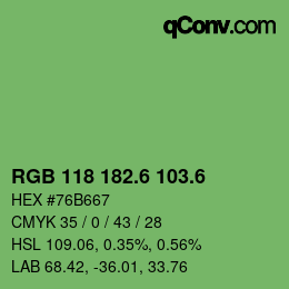 カラーコード: RGB 118 182.6 103.6 | qconv.com