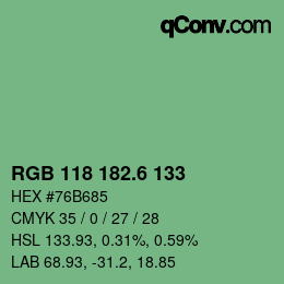 カラーコード: RGB 118 182.6 133 | qconv.com