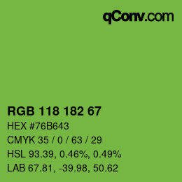 Farbcode: RGB 118 182 67 | qconv.com