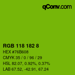 Farbcode: RGB 118 182 8 | qconv.com