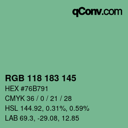 Código de color: RGB 118 183 145 | qconv.com