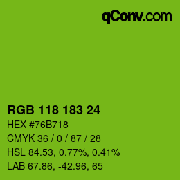 カラーコード: RGB 118 183 24 | qconv.com