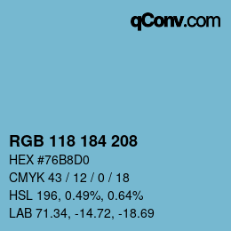 Farbcode: RGB 118 184 208 | qconv.com