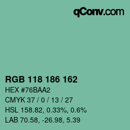 Color code: RGB 118 186 162 | qconv.com