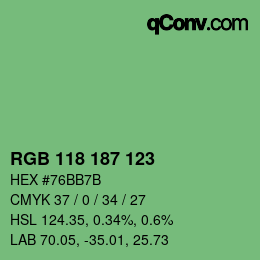Color code: RGB 118 187 123 | qconv.com