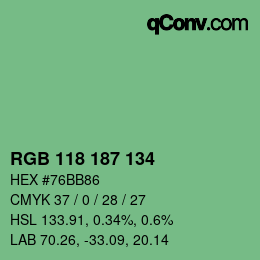 Color code: RGB 118 187 134 | qconv.com
