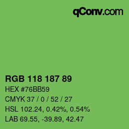 Farbcode: RGB 118 187 89 | qconv.com