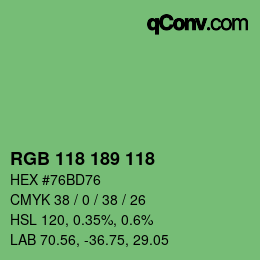 Color code: RGB 118 189 118 | qconv.com