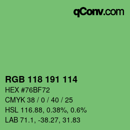 Color code: RGB 118 191 114 | qconv.com