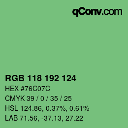 Color code: RGB 118 192 124 | qconv.com