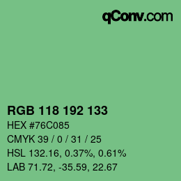 Color code: RGB 118 192 133 | qconv.com