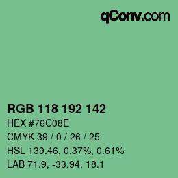 Color code: RGB 118 192 142 | qconv.com