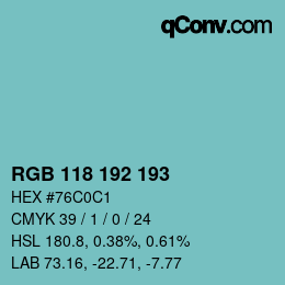 颜色代码: RGB 118 192 193 | qconv.com