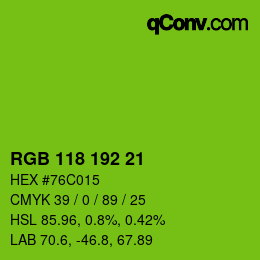 Color code: RGB 118 192 21 | qconv.com