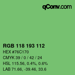 カラーコード: RGB 118 193 112 | qconv.com
