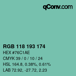 Color code: RGB 118 193 174 | qconv.com