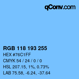 カラーコード: RGB 118 193 255 | qconv.com
