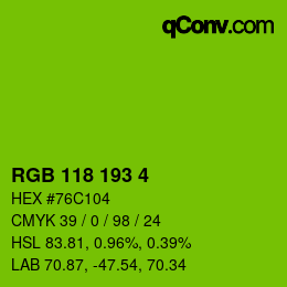 Color code: RGB 118 193 4 | qconv.com