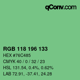 颜色代码: RGB 118 196 133 | qconv.com