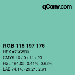 Farbcode: RGB 118 197 176 | qconv.com