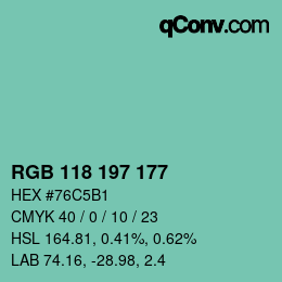 Farbcode: RGB 118 197 177 | qconv.com