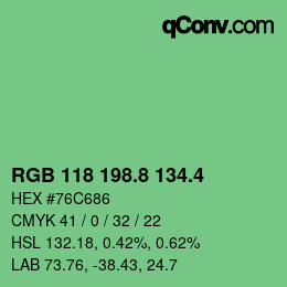 カラーコード: RGB 118 198.8 134.4 | qconv.com