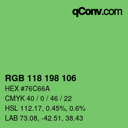 Color code: RGB 118 198 106 | qconv.com